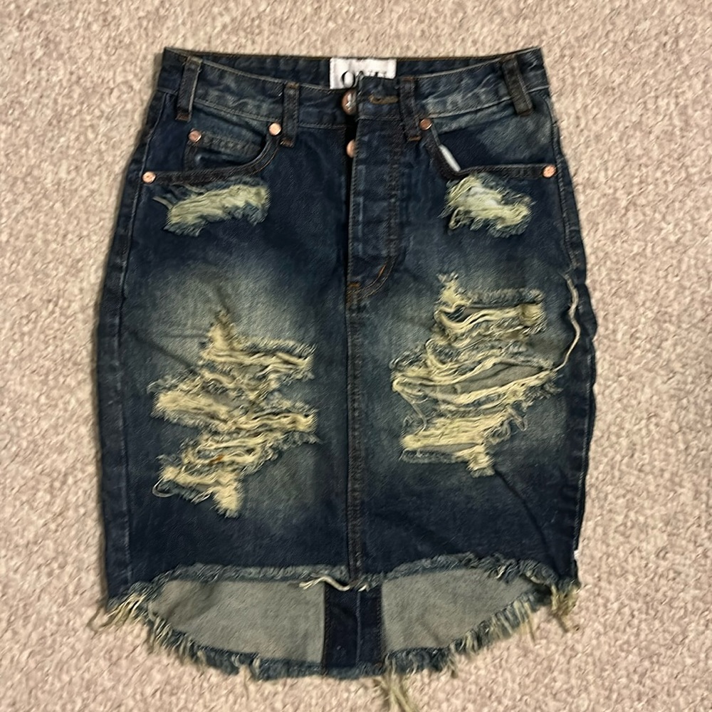 One Teaspoon high waist 2020 super ripped mini skirt 24